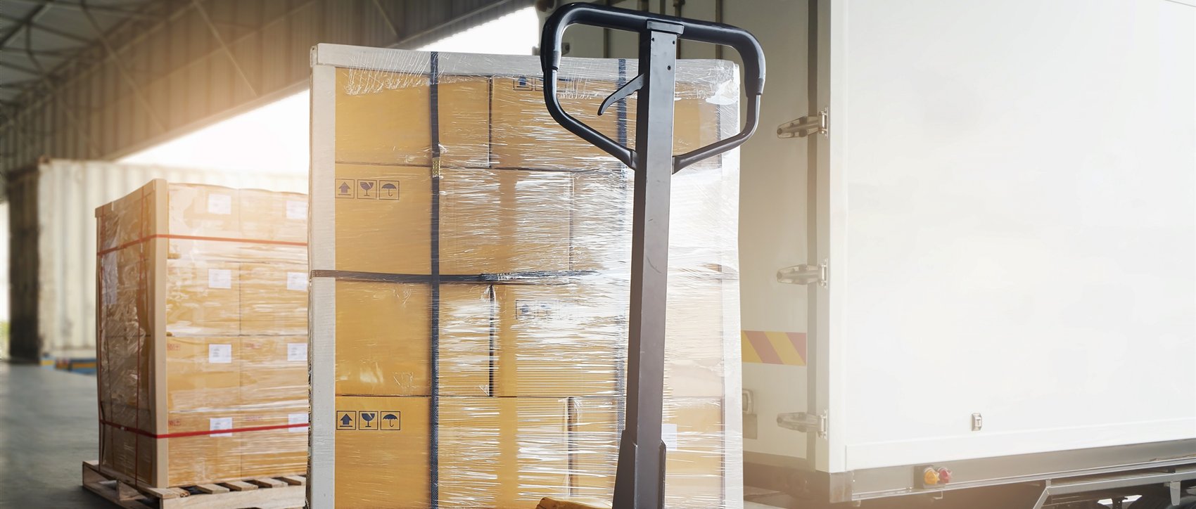 Pompwagen met beladen europallet