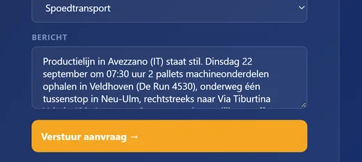 Het aanvraagformulier op rapidmotion.nl